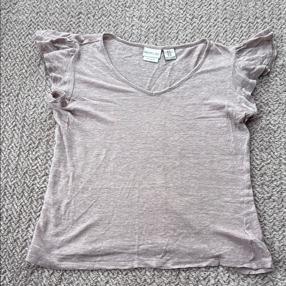 Linen top with ruffle sleeves